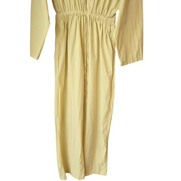 Zara Women's Lime Green Baggy Jumpsuit Size XS Deep V Neck Straight Leg Cotton - Picture 4 of 8